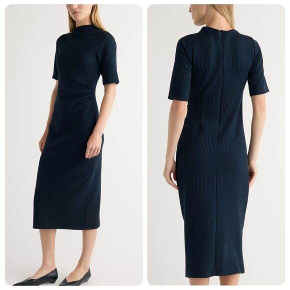 Modern Citizen Evie Ribbed-Knit Jersey Dress Women’s Size 1X Navy Midi/Maxi - Picture 1 of 14